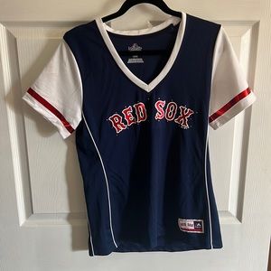 Majestic Navy and White Red Sox Women's Top